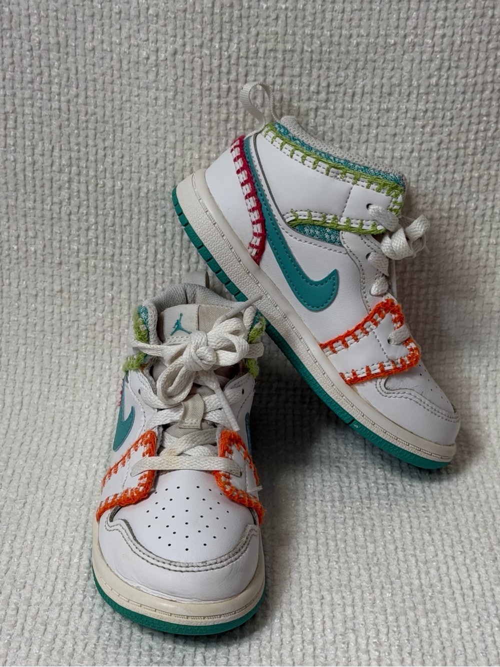 NIKE AIR JORDAN 1 MID SE (TD) WHITE-WASHED TEAL-RUSH PINK SZ 9c [DM6220-100]